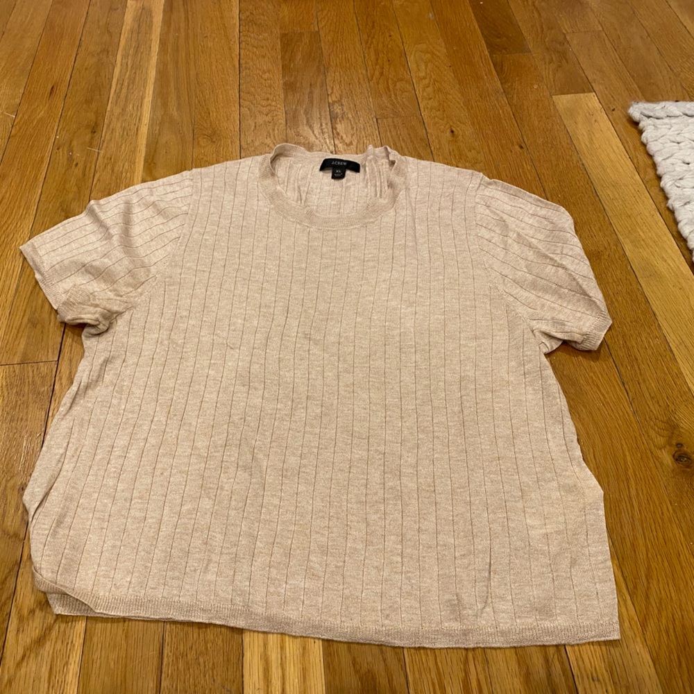 J. Crew Light Tan Ribbed Knit Top